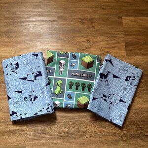 Pokémon And Minecraft Sewing Material 3 Total Yards Blue & Green Cotton